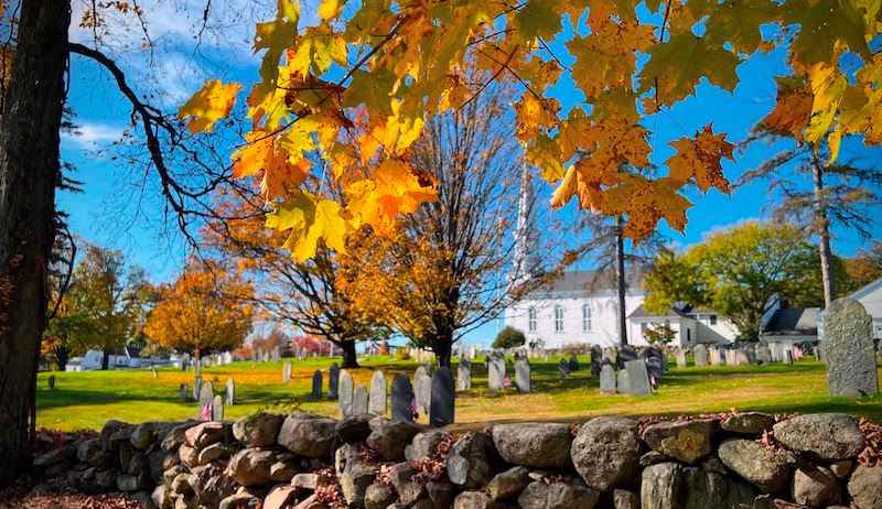 Towards Town House and Pilgrim Church